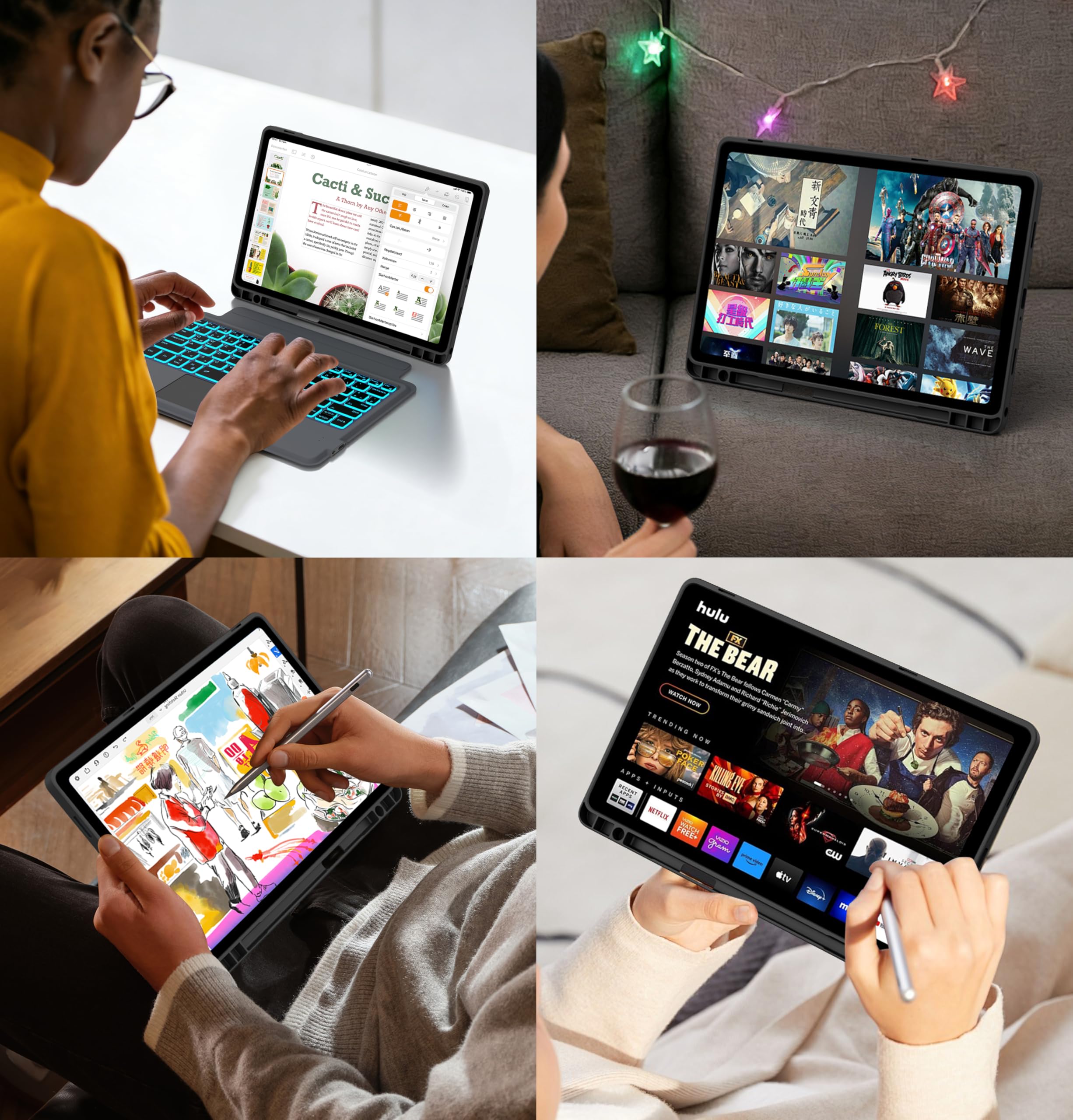 für Samsung Galaxy Tab A11+ Plus/A9+ 11 Zoll Hülle Tastatur mit Trackpad | 7 Farben Hintergrundbeleuchtung, DeX-Taste, Präzises Touchpad, Deutsches QWERTZ-Layout, Stifthalter, Abnehmbar, Magnetisch