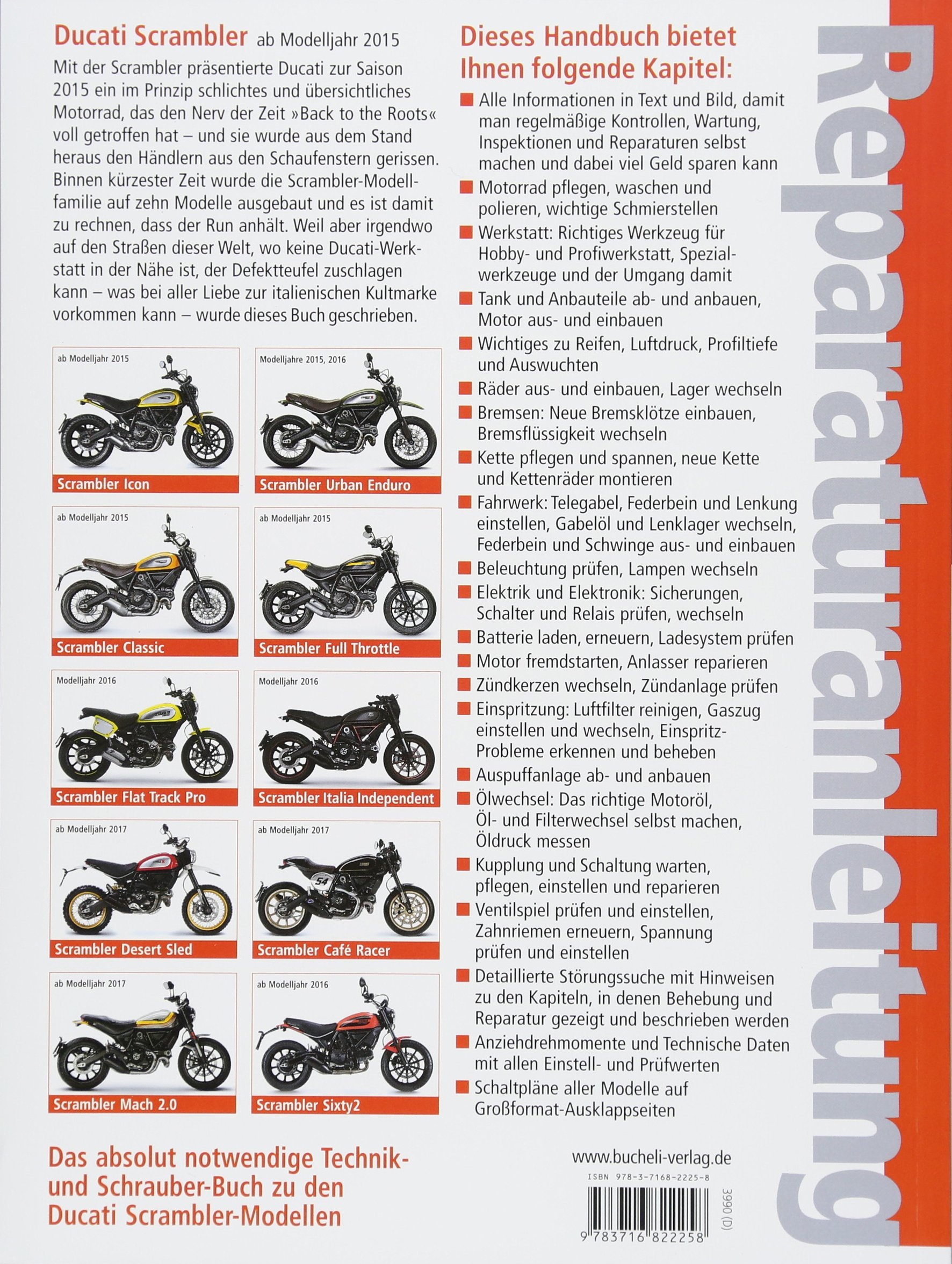 Ducati Scrambler ab Modelljahr 2015: Icon, Urban Enduro, Classic, Full Throttle, Flat Track Pro, Italia Independent, Desert Sled, Café Racer, Sixty2 (Reparaturanleitungen)