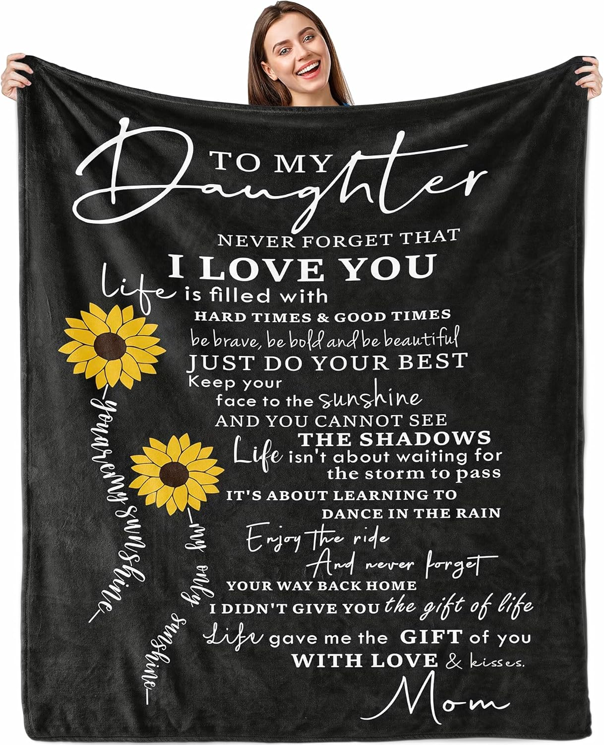 Valentines Day Gifts for Daughter from Mom,Birthday Gifts for Daughters Adult,Valentines Mother Day Graduation Presents for Daughters,to My Daughter Throw Blanket 60"X50"