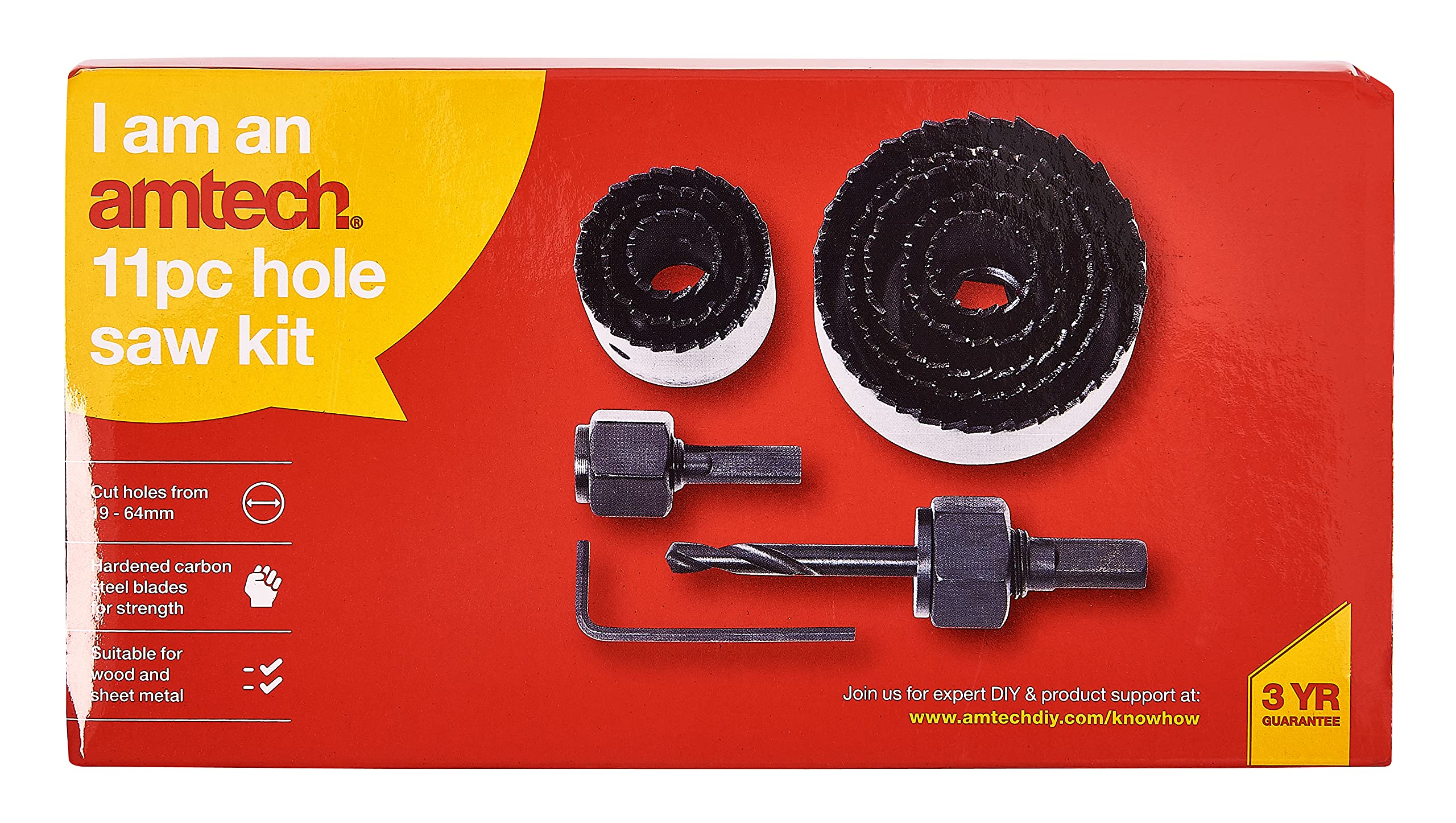 Amtech M1550 Hole Saw Kit in Blow Case, Set of 11 Pieces