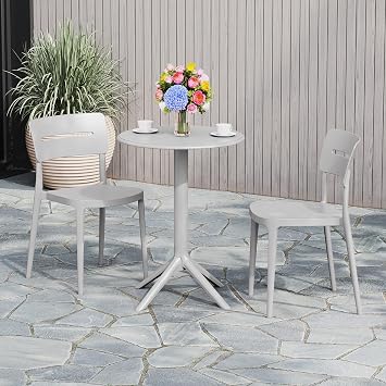 Costaelm Sunshine 3-Piece Outdoor Resin Patio Bistro Set with Stackable Patio Dining Chairs, Gray