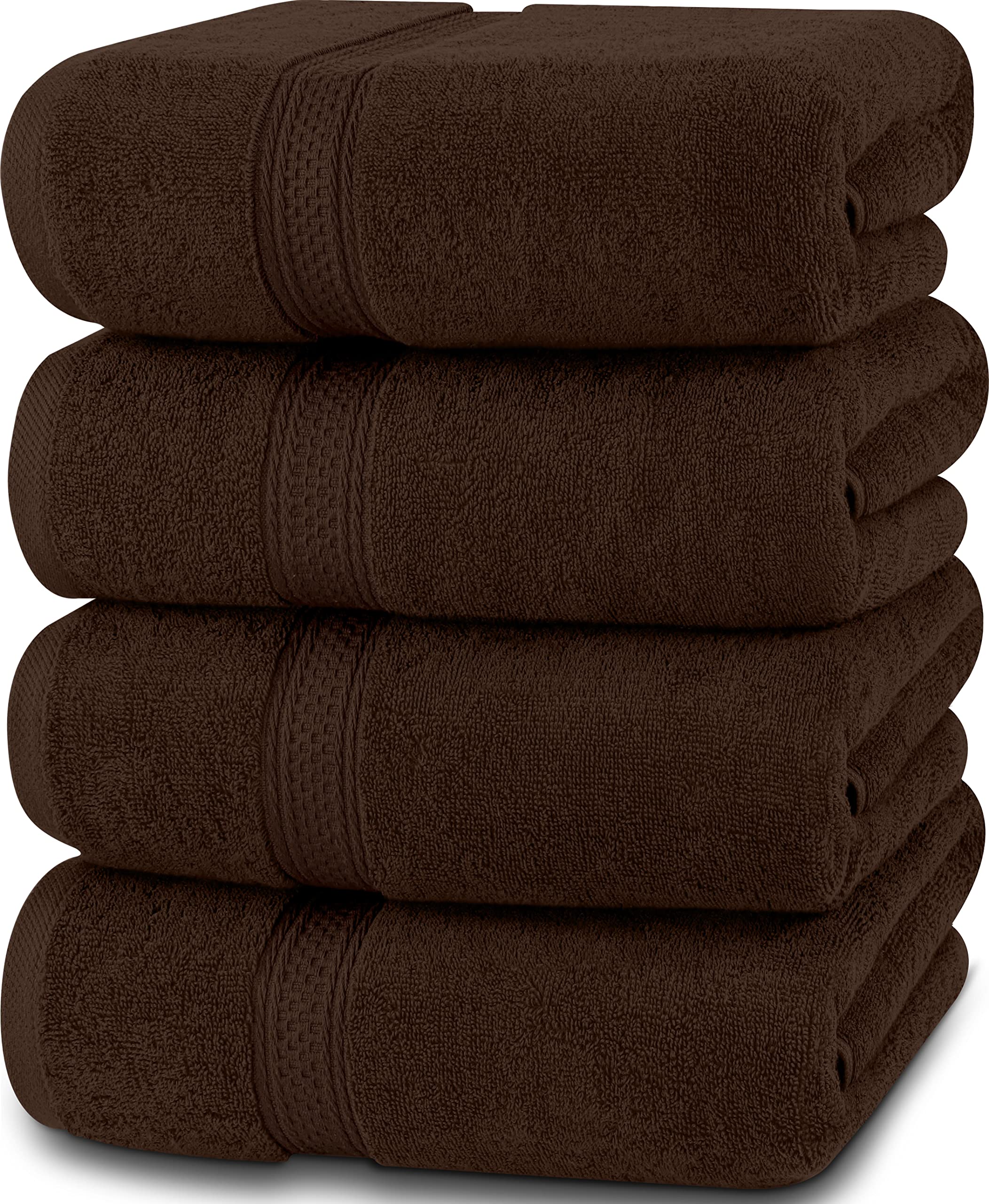 Utopia Towels 4 Pack Premium Bath Towels Set, 27 by 54 Inches, 100% Ring Spun Cotton 600GSM, Lightweight and Highly Absorbent Quick Drying Towels, Perfect for Daily Use, Dark Brown