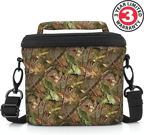 Miniatura 2 de USA GEAR Bolsa para cámara Bridge (Camo Woods) con material protector de neopreno, cubierta de lluvia y divisores ajustables, compatible con Nikon