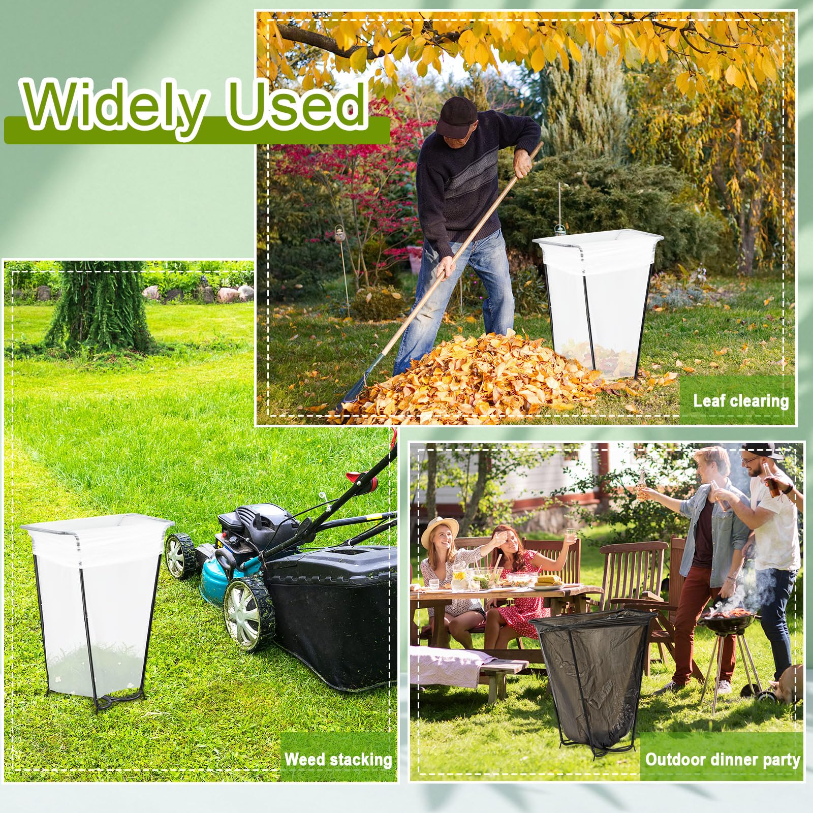 Gisafai Metalowy uchwyt na worek na śmieci ogrodowy, stojak na worki na liście, stojak, ulepszony uchwyt na worek na śmieci, stojak podtrzymujący worek na liście, na kemping, liście, ogrodnictwo