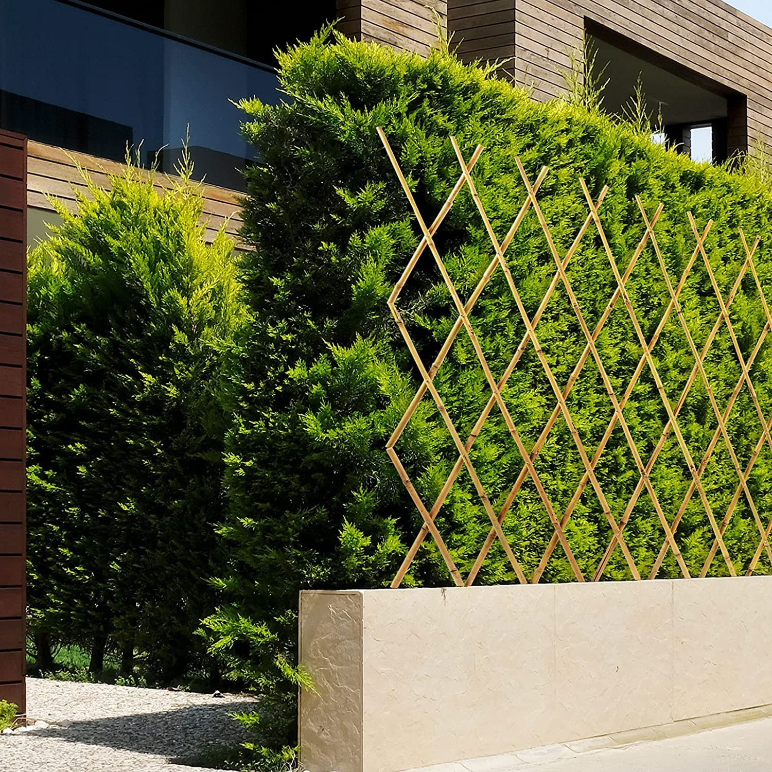 KARAT Treillis en Bambou pour Jardin Balcon Terrasse Terrain de Sport Clôture de propriétés - Extensible Solide - Résistant aux Intempéries - Support pour Plantes Grimpantes (90 x 180 cm)