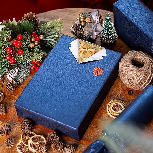 Miniatura 2 de Homeral Mini rollo de papel de regalo, 17 pulgadas x 16.5 pies, color azul marino brillante sólido con textura cepillada para Navidad, cumpleaños,