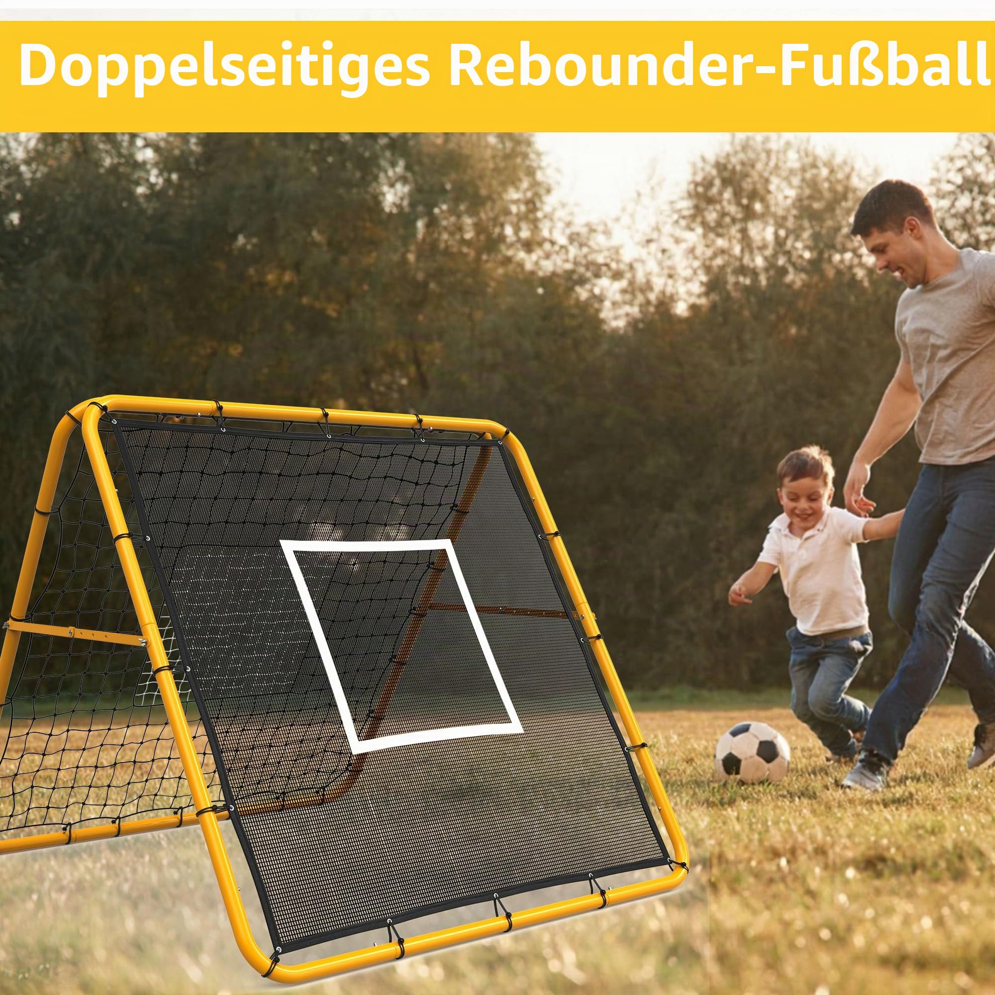 120 X 120 cm Verstellbares Rebounder-Netz Für Fußball, Baseball Und Softball – Multisport-Rückentrainingsnetz Zum Üben Von Pässen, Würfen Und Kontrollübungen, Einfacher Aufbau Für Garten Oder Feld
