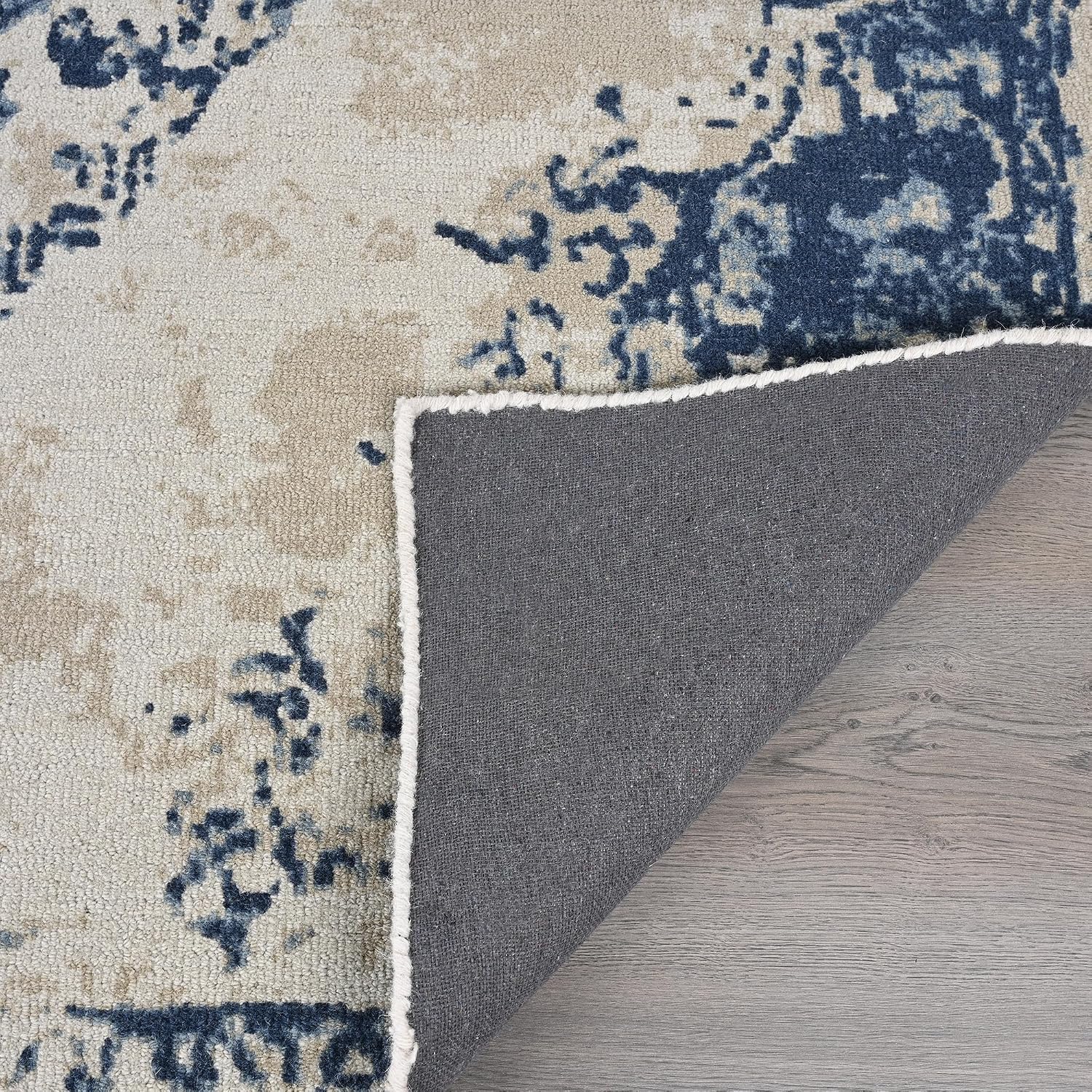 Restoration and Renovation Traditional Handmade Wool Area Rug with Vintage Inspired Medallion Pattern, Thick, Soft & Durable Carpet – Perfect for Living Room, Bedroom & Decor (Beige Blue, 5' x 8')