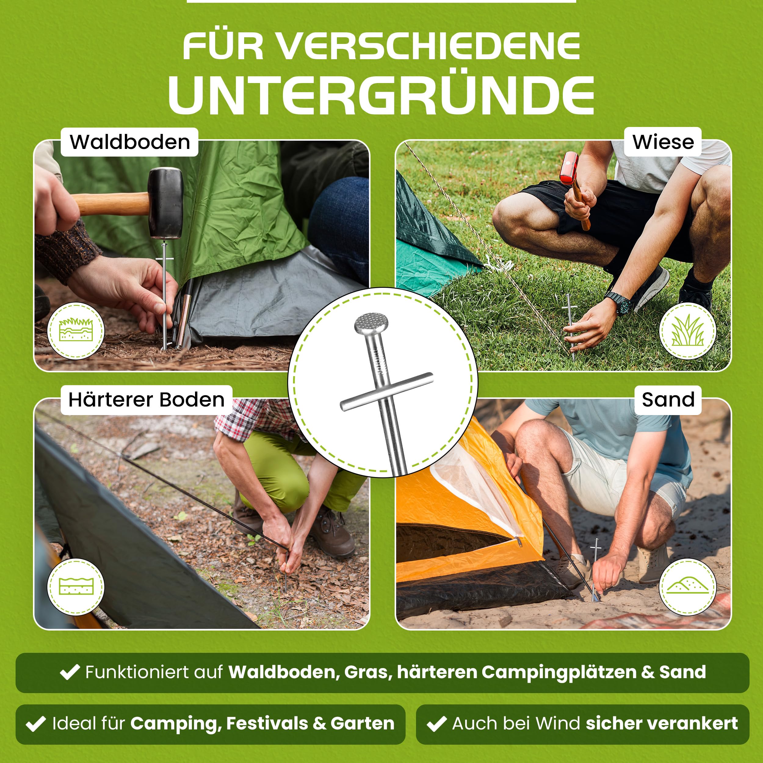 Picchetti Per Tenda Anti-Ruggine - 30 Pezzi Ø6mm 230mm | Acciaio Zincato Per Campeggio - Foto 10