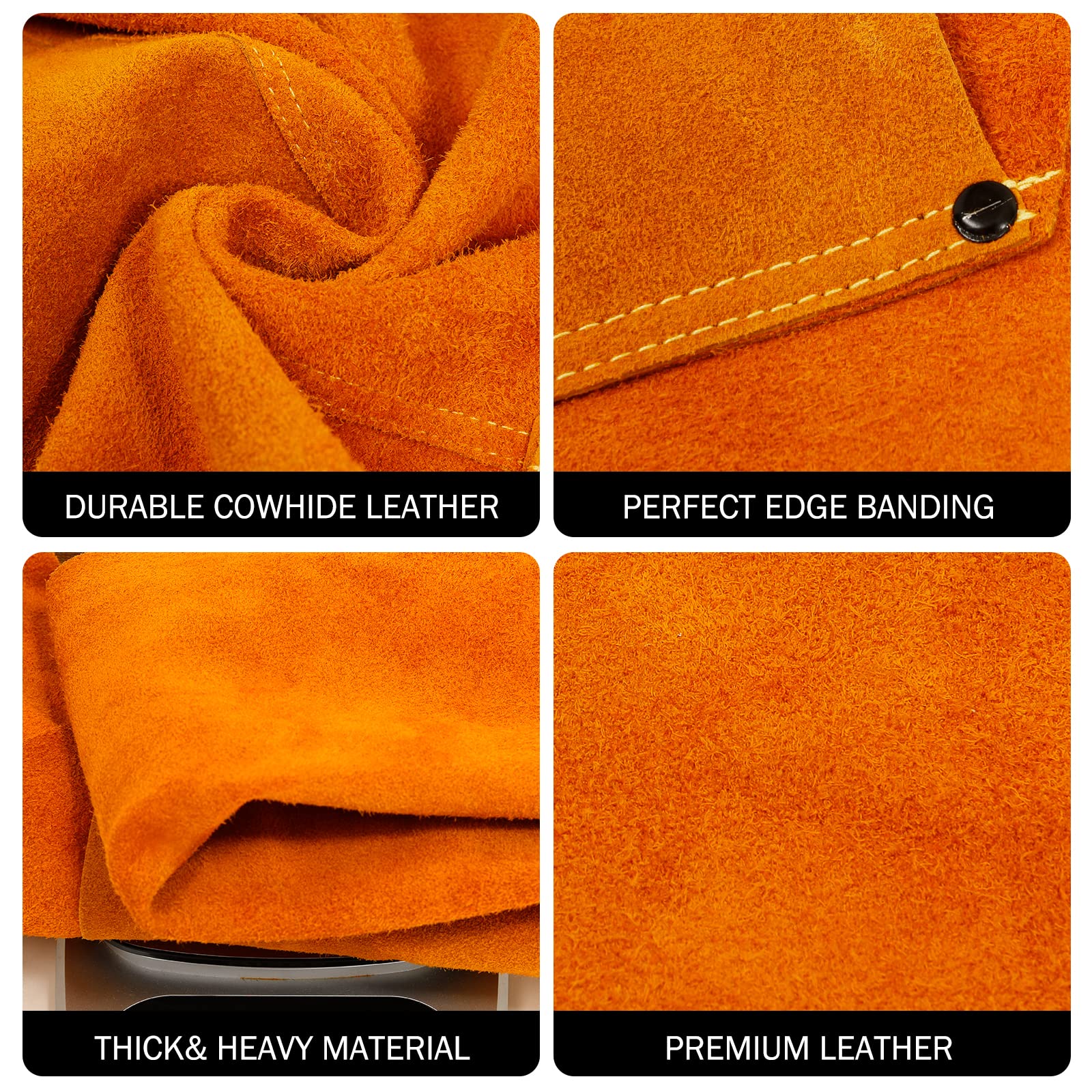 Delantal de trabajo de cuero vacuno resistente, resistente al calor y al fuego, para herrero, delantal de taller de carpintería para hombres y mujeres, 23 x 39 pulgadas, Marrón, talla única