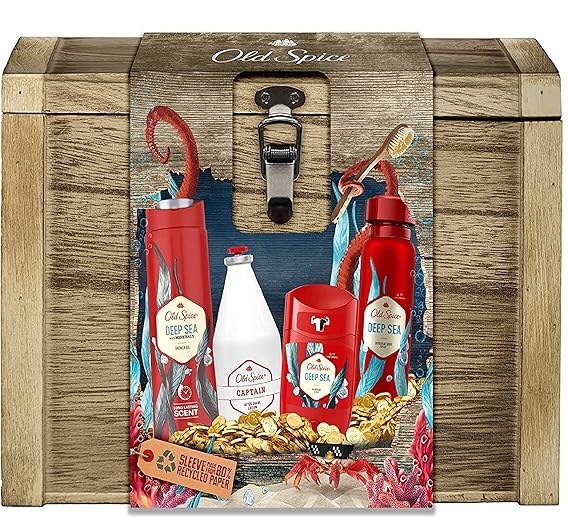 Old Spice Toiletry Chest Gifts 4pcs Deep Sea Captain Gift Set for Him