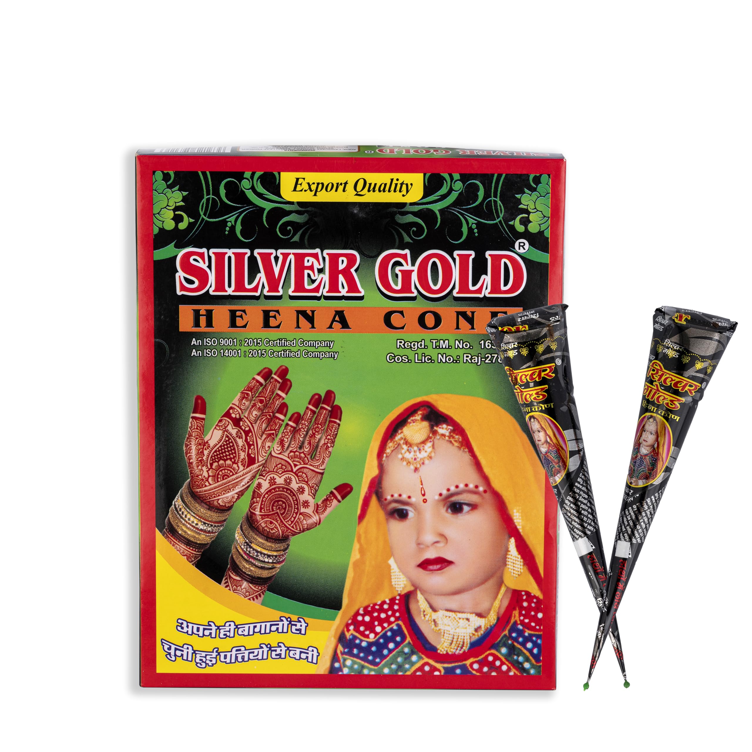 SILVER GOLD Henna Cone | Ready-to-Use Mehendi Cone for Hands & Body Art | Natural & Long-Lasting Color | No Chemicals-image-2