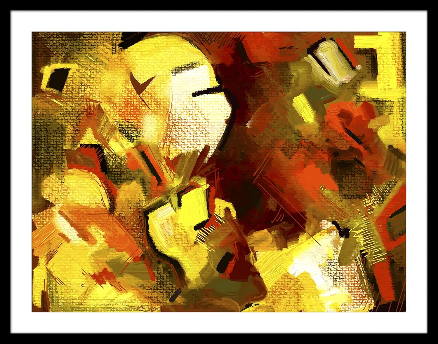 WallsnArt, Abstract Modern Framed Art Work Painting With Glass,Original