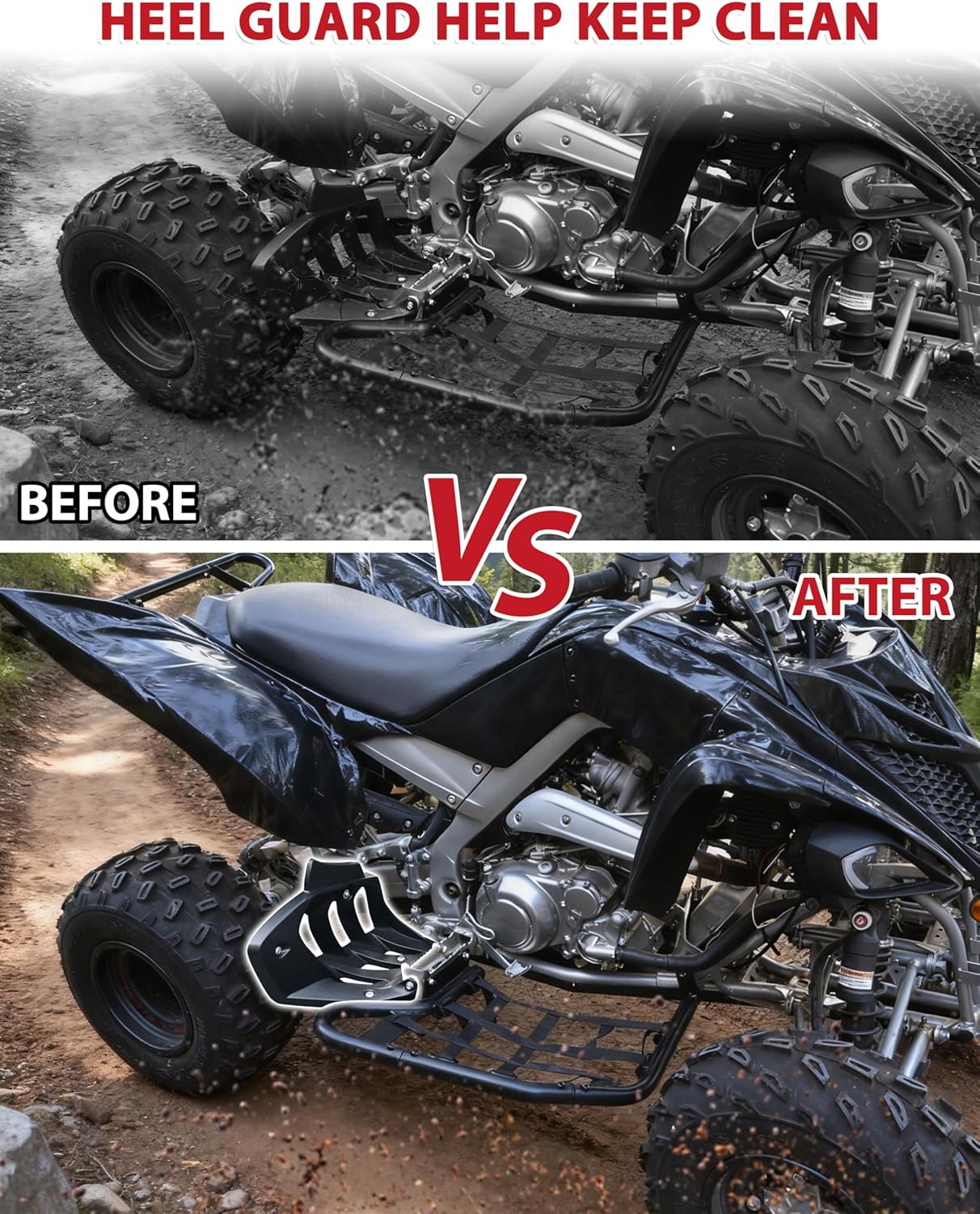 Heel Guard for Yamaha Raptor 700, Left & Right Back Foot Rest Mud Guards Footwell Fender Flap for Yamaha Raptor 700 700R 2013-2026 Accessories, Replace OEM #1PE-F1691-00-00, 1PE-F1621-00-00