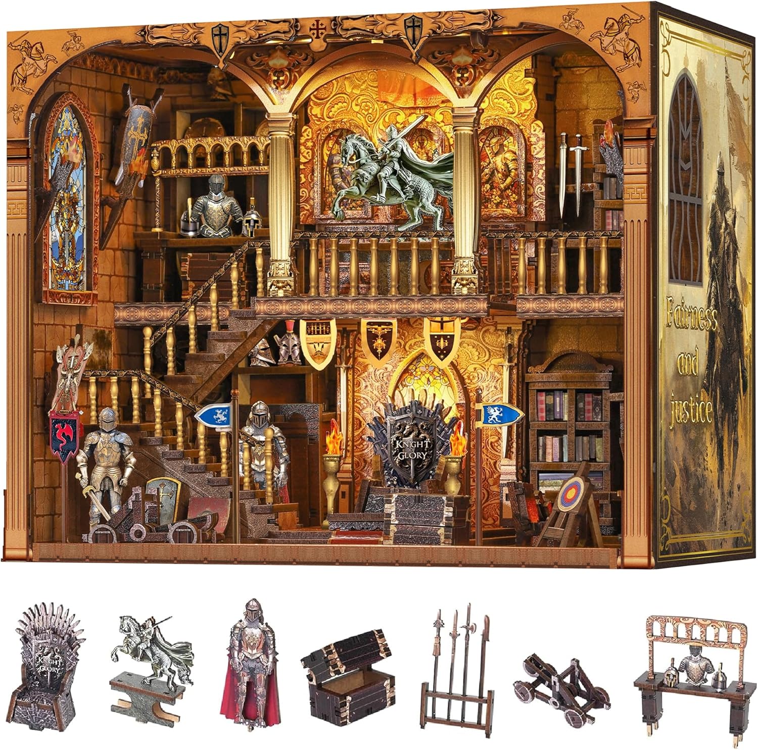 Miniature Book Nook Kit - DIY Tiny House with LED Light and Type-C Port,Ideal Craft Gift for Adults & Teens,Beautiful Bookshelf Décor for All Occasions