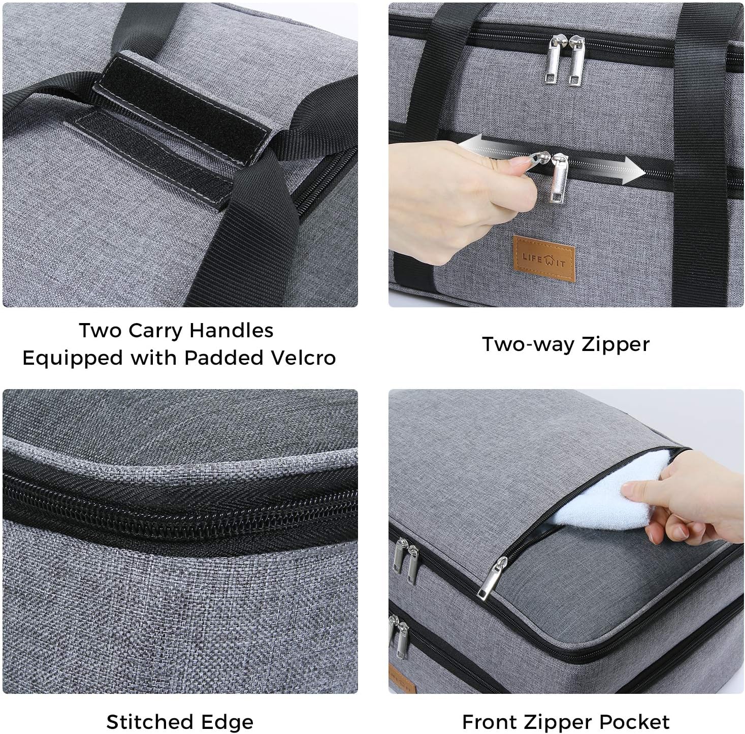 Esosy Double Layer Casserole Holder Barbeque, Suitable for Pollock Party/Picnic/Beach, Insulated Lunch Bag Tote Can Keep Heat/Cold