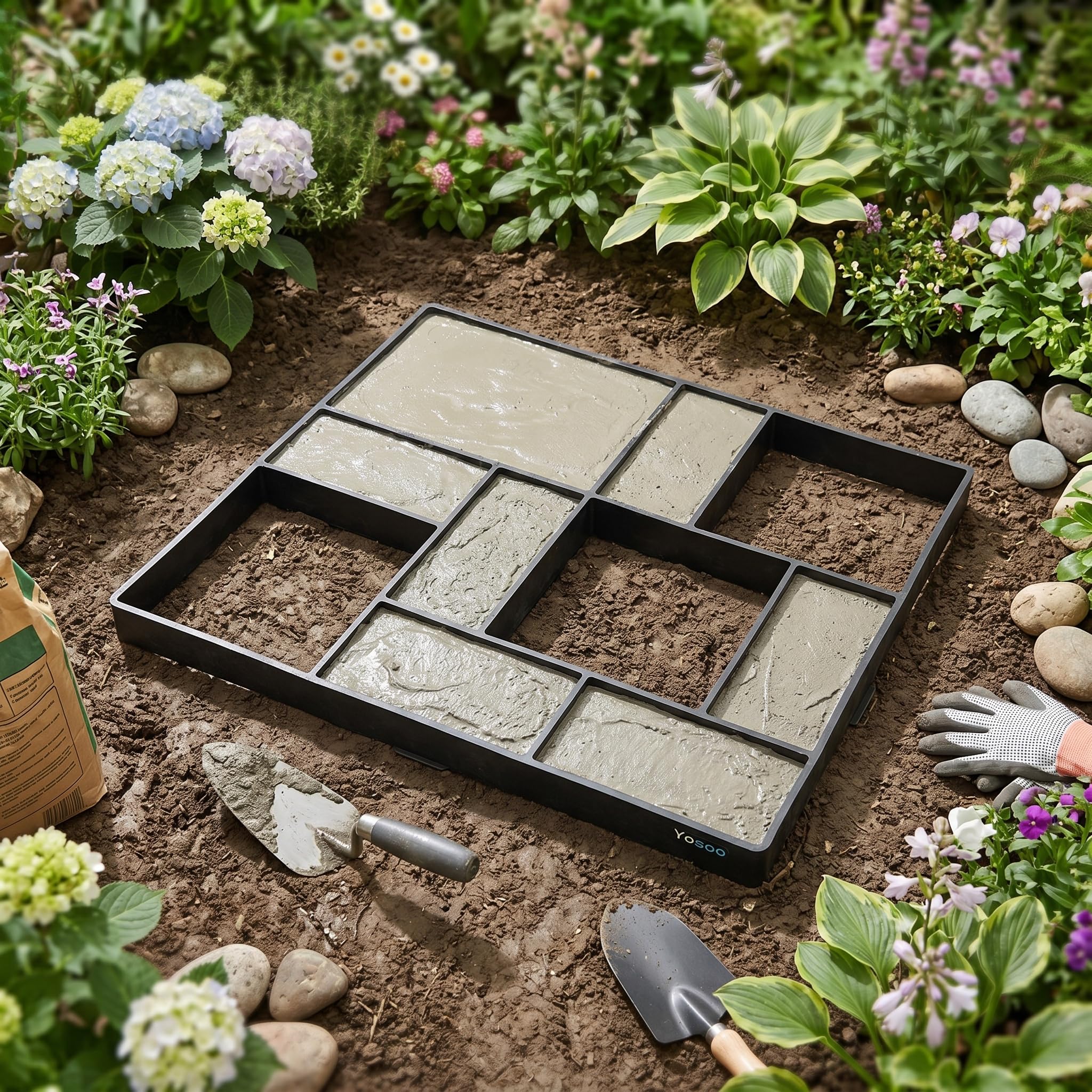 Ejoyous Molde de Piedra Paso a Paso, Molde de hormigón para pavimentar, fácil Uso DIY para decoración de jardín