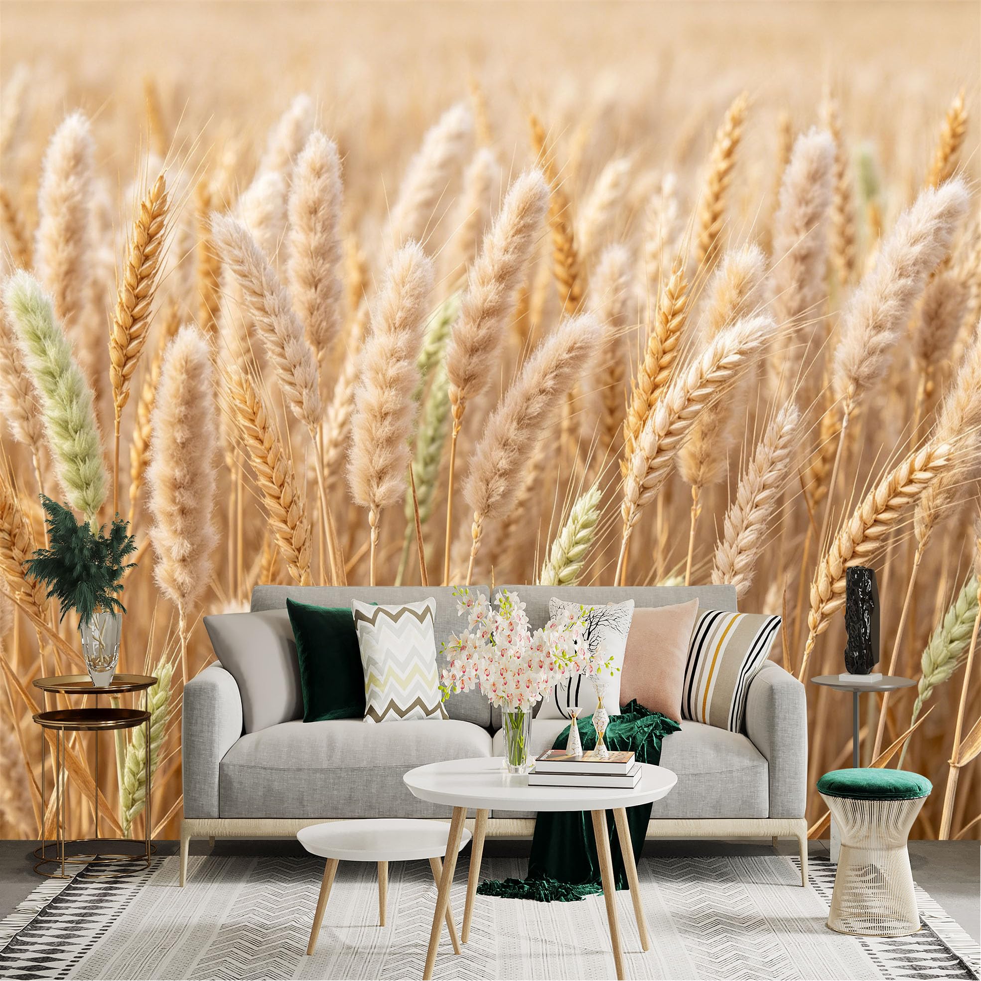 Lnzczhyre Dbh260521303 Custom Size Wall Sticker Mural， Golden Wheat Field， Harvest Season， Rural Landscape， Nature Farm Scenery， For Wall Decoration， Peelandstick Wall Decals.