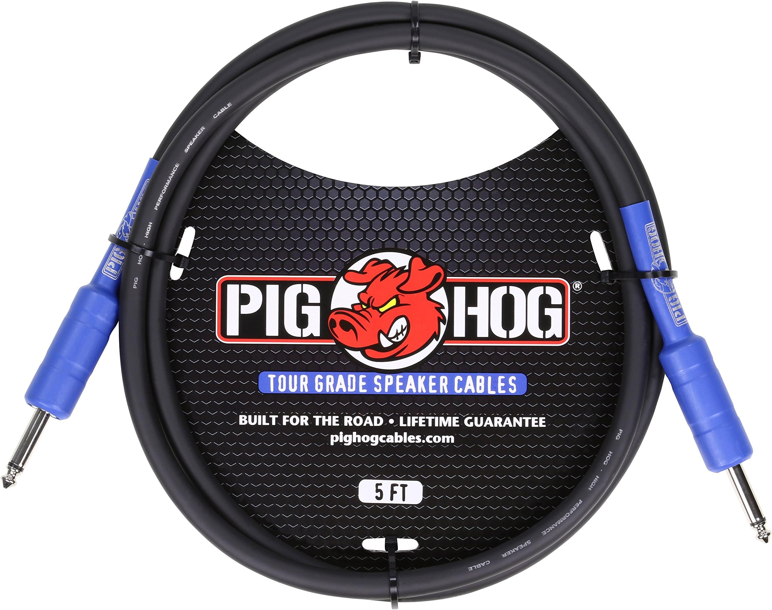 Pig Hog PHSC5 High Performance 14 Gauge 9.2mm 1/4" Speaker Cable, 5 Feet , Black