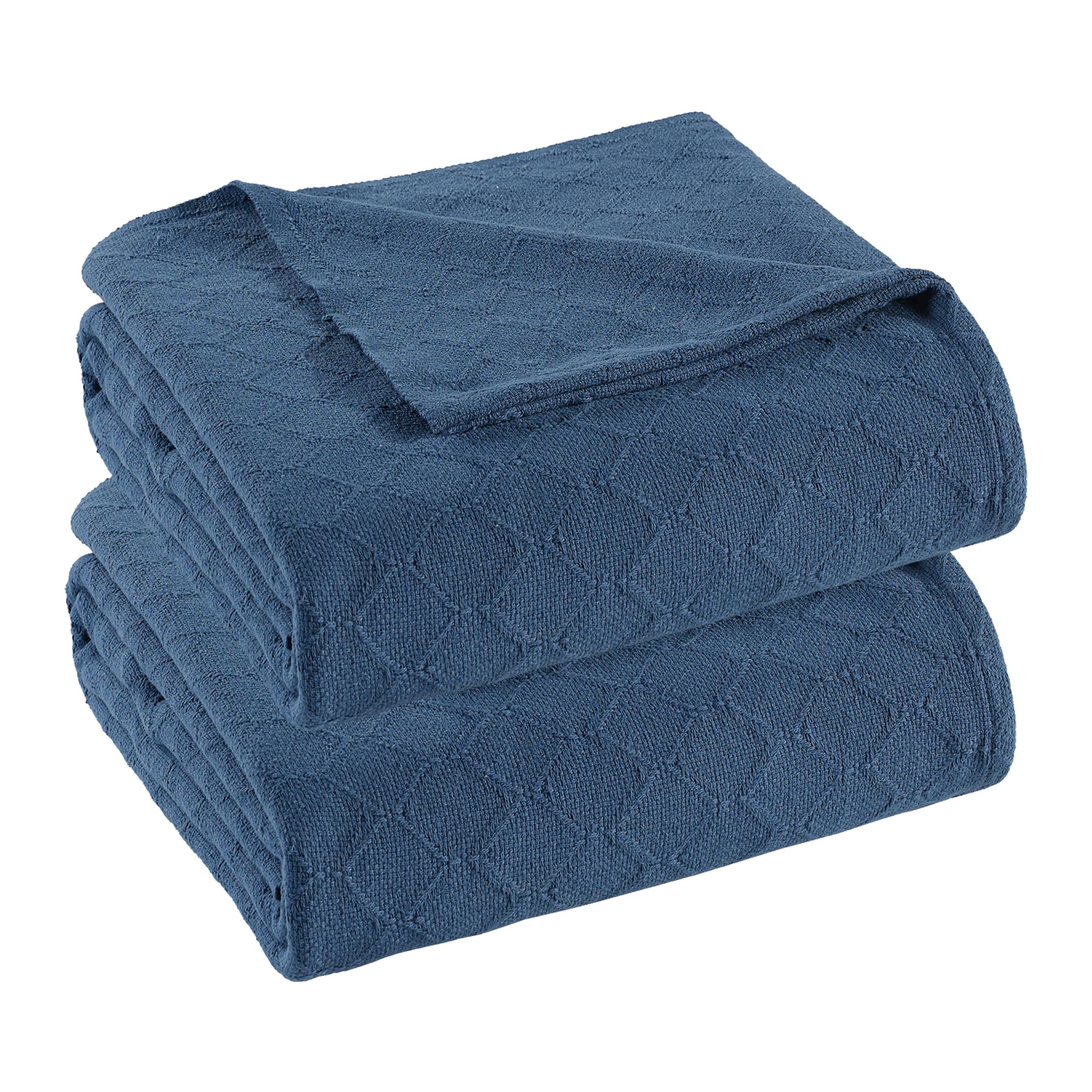 Milam London L Shape Sofa Cover 2 Pcs, 100% Cotton Throw, Blue