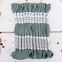 Vista 1 de 12 madejas ThreadArt Premium de hilo de bordar de algodón egipcio de fibra larga Gris antiguo 6 hilos divisibles de 8.75 yardas cada uno