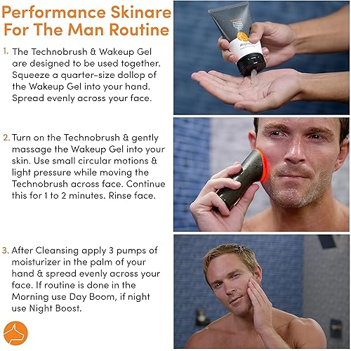 Miniatura 6 de Dogface Kit Deluxe - Cepillo facial de luz roja para hombre, cerdas de silicona exfolian y limpian, ácido hialurónico hidrata e hidrata, suero