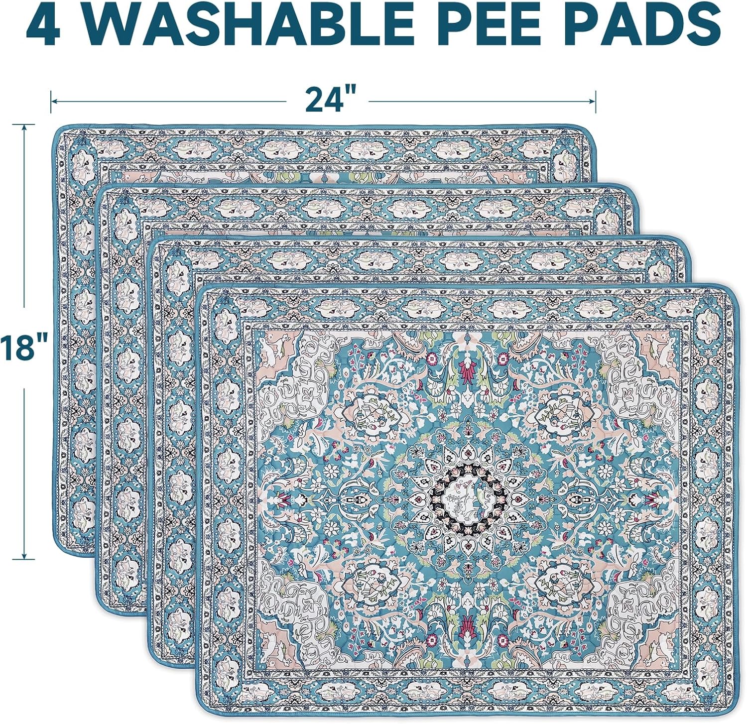 Washable Pee Pads for Dogs 4 Pack, Puppy Pads with Pheromones, 2026 Upgraded PuppyPad 18"x24" Waterproof Non-Slip Reusable Puppy Pad with Fast Absorbent,Leakproof Whelping Pads for Pet Housebreaking