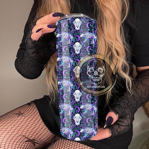 Miniatura 2 de Celestial Bear 20oz Stainless Steel Double Wall Skinny Tumbler with Plastic Lid and Straw Witchy Gifts for Women Animal Skeleton Tumbler