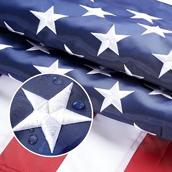 American Flag 3x5 Ft Outdoor, Long Lasting, Heavy Duty, TearProof Polyester, Fade Resistant, High Wind US Outside Flags with Embroidered Stars, Sewn Stripes