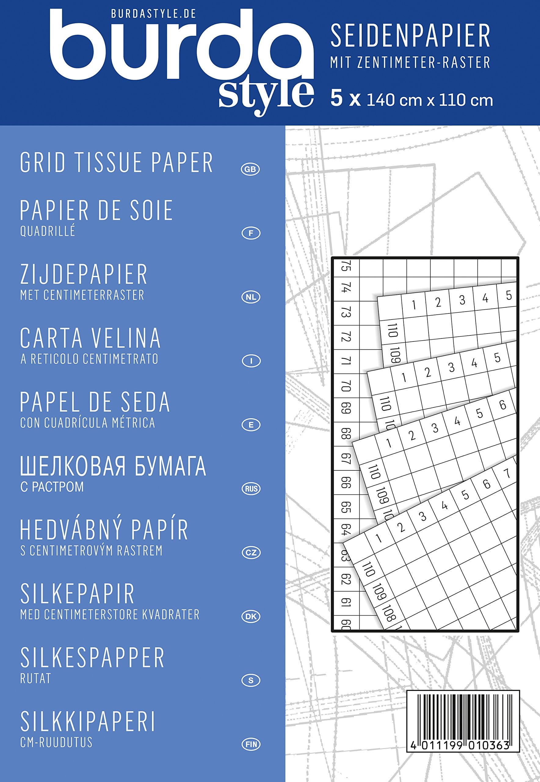 Grid Tissue Paper x 5 Sheets (150cm x 110cm), Blue