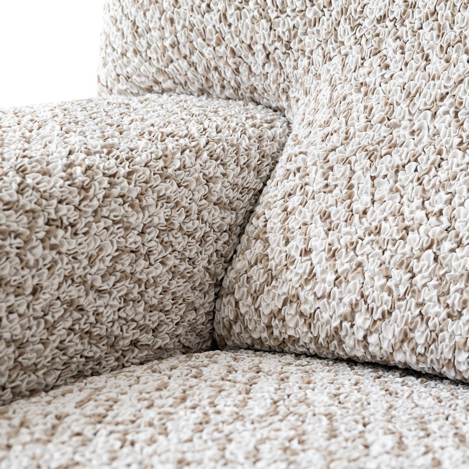 PAULATO BY GA.I.CO. Loveseat Slipcover - Oversized Chair Cover - Stretch Couch Cover - Cushion Love Seat Sofa Slipcovers - 1-Piece Form Fit Washable Protector - Microfibra Print - Venezia Cream