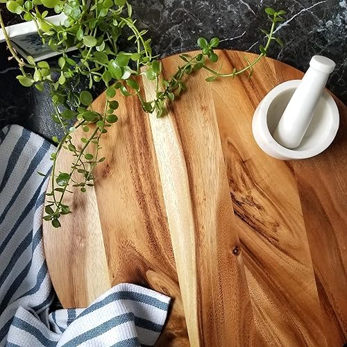 Miniatura 7 de Lipper International 1200-04 Acacia Natural Finish Grand - Tocadiscos de 20 pulgadas para mesa, paquete de 4, diseño de madera de acacia conveniente