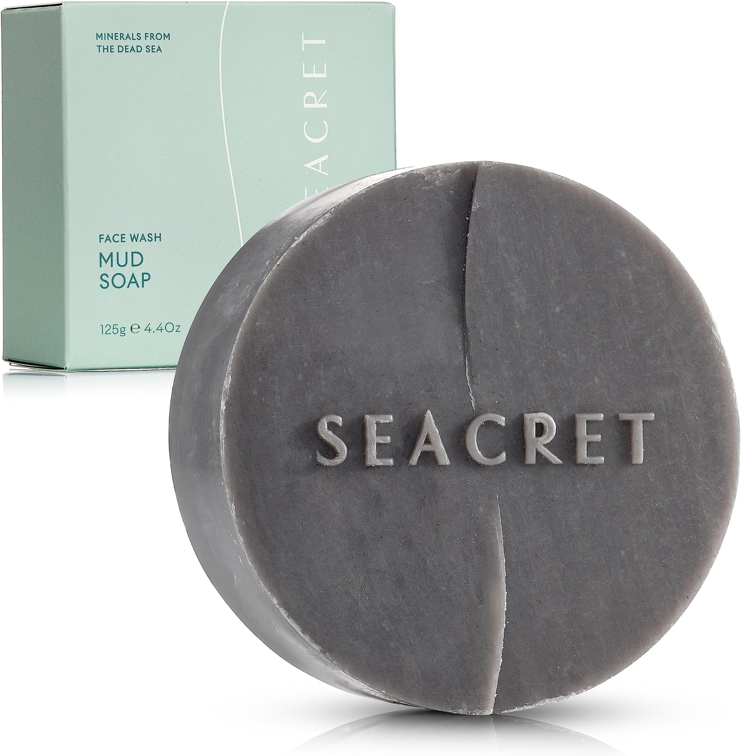 SEACRET Dead Sea Mud Soap Bar - Deep Pore Purifying & Refining Facial Cleanser with 21+ Minerals and Witch Hazel, Natural Exfoliating Spa Bar for Normal to Oily Skin, SLS-Free, Fragrance-Free, 4.4 oz