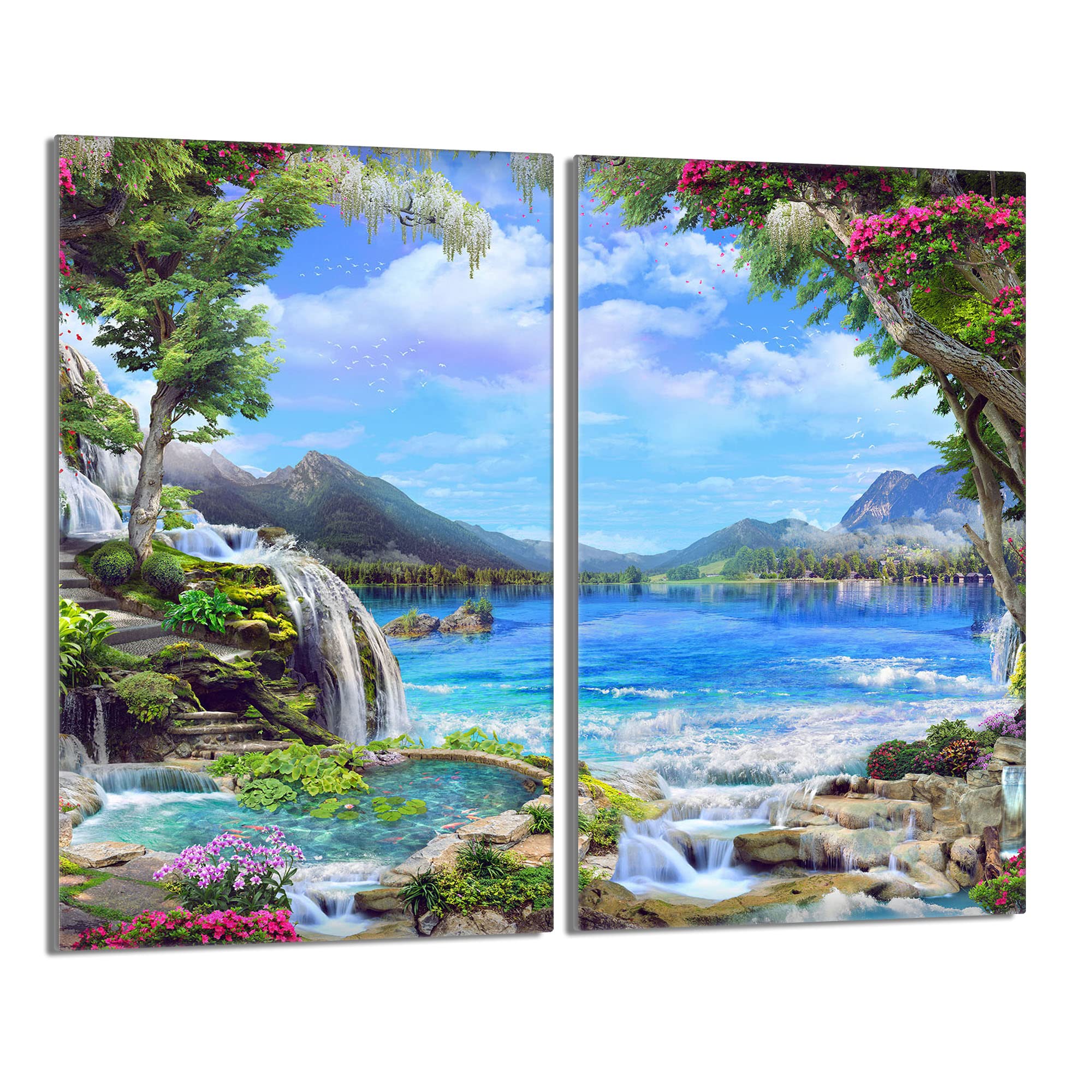 Plaque de protection universelle pour plaque de cuisson 2x30x52cm Pour plaques de cuisson Protection contre les éclaboussures Planche a découper en verre trempé Décoration, Paysage Coloré