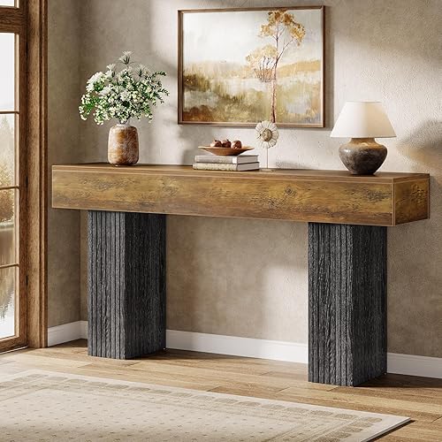 Miniatura 4 de Tribesigns Mesa de entrada de 63 pulgadas de largo, mesa consola de granja detrás del sofá, soporte de madera para vestíbulo, estación de entrada