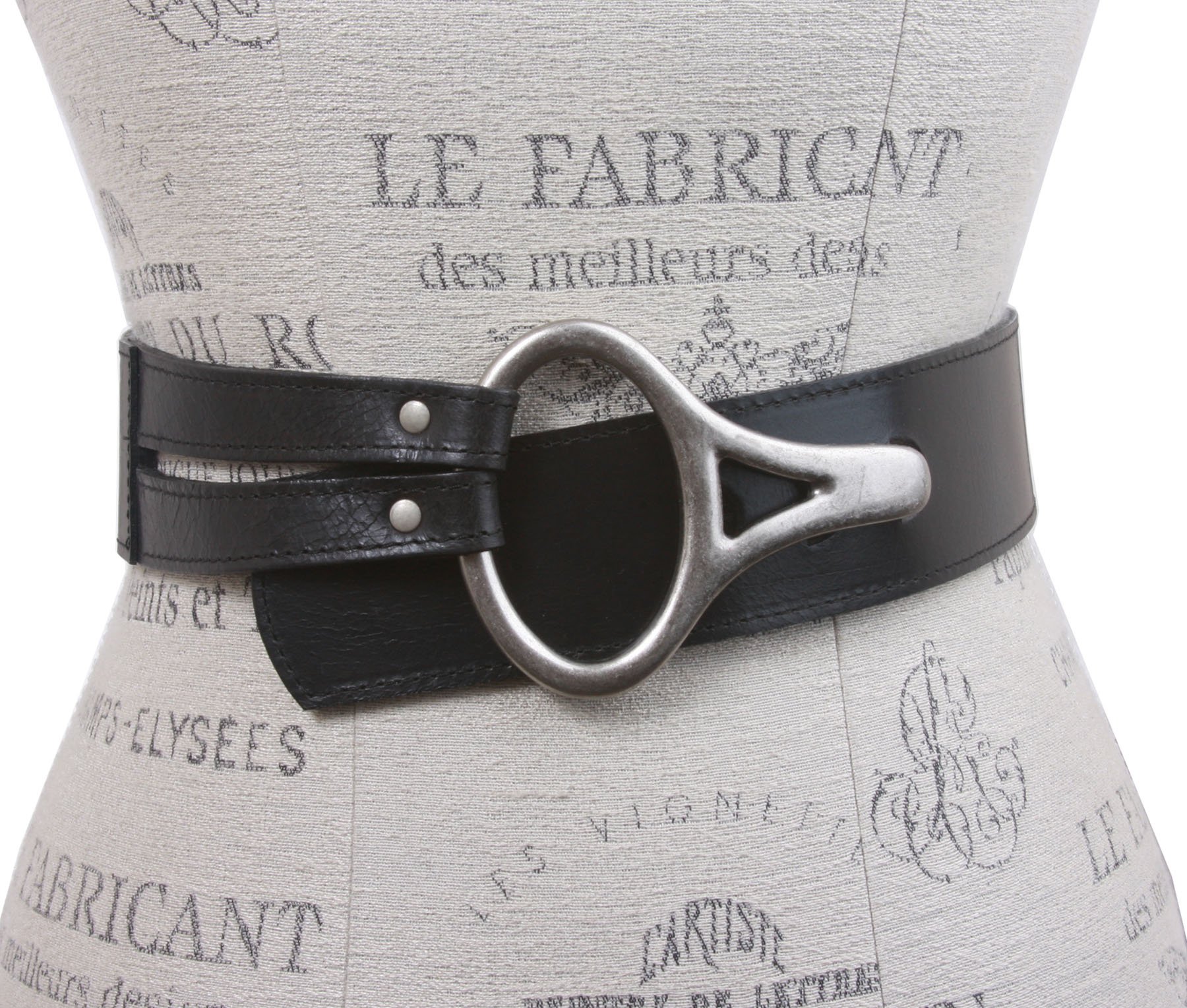 Womens High Waist Genuine Leather Belt With Hook Closure, Black | small