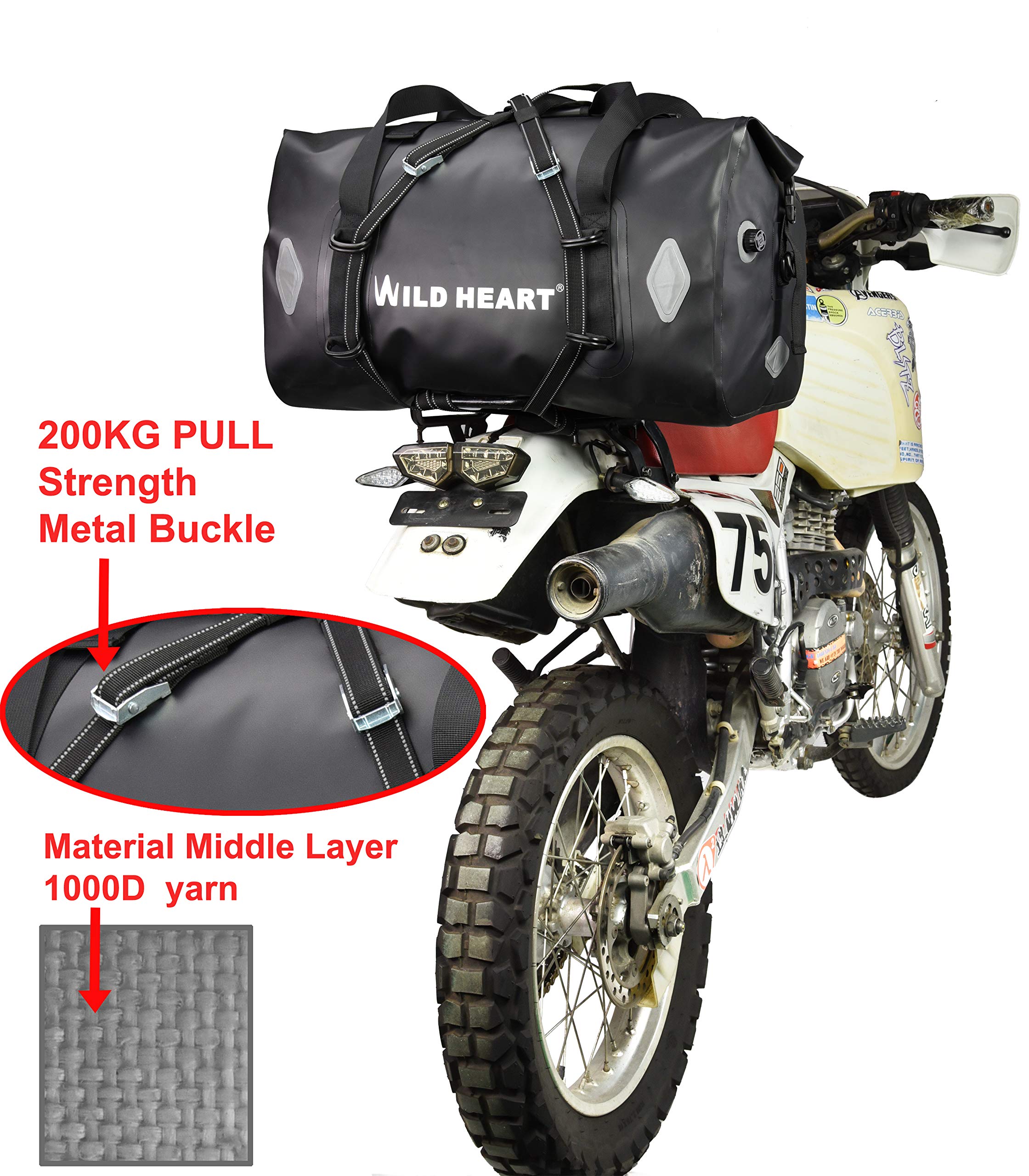 WILD HEART 55L 66L 77L Sac de Moto Sac de Sport pour Voyage, Moto, Cyclisme, Randonnée, Camping