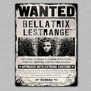 Bellatrix Lestrange Wanted Harry Potter Tin Sign Metal Sign Metal Poster Metal Decor Metal Painting Wall Sticker Vintage TIN SIGN 7.8 * 11.8 inch(L * W)