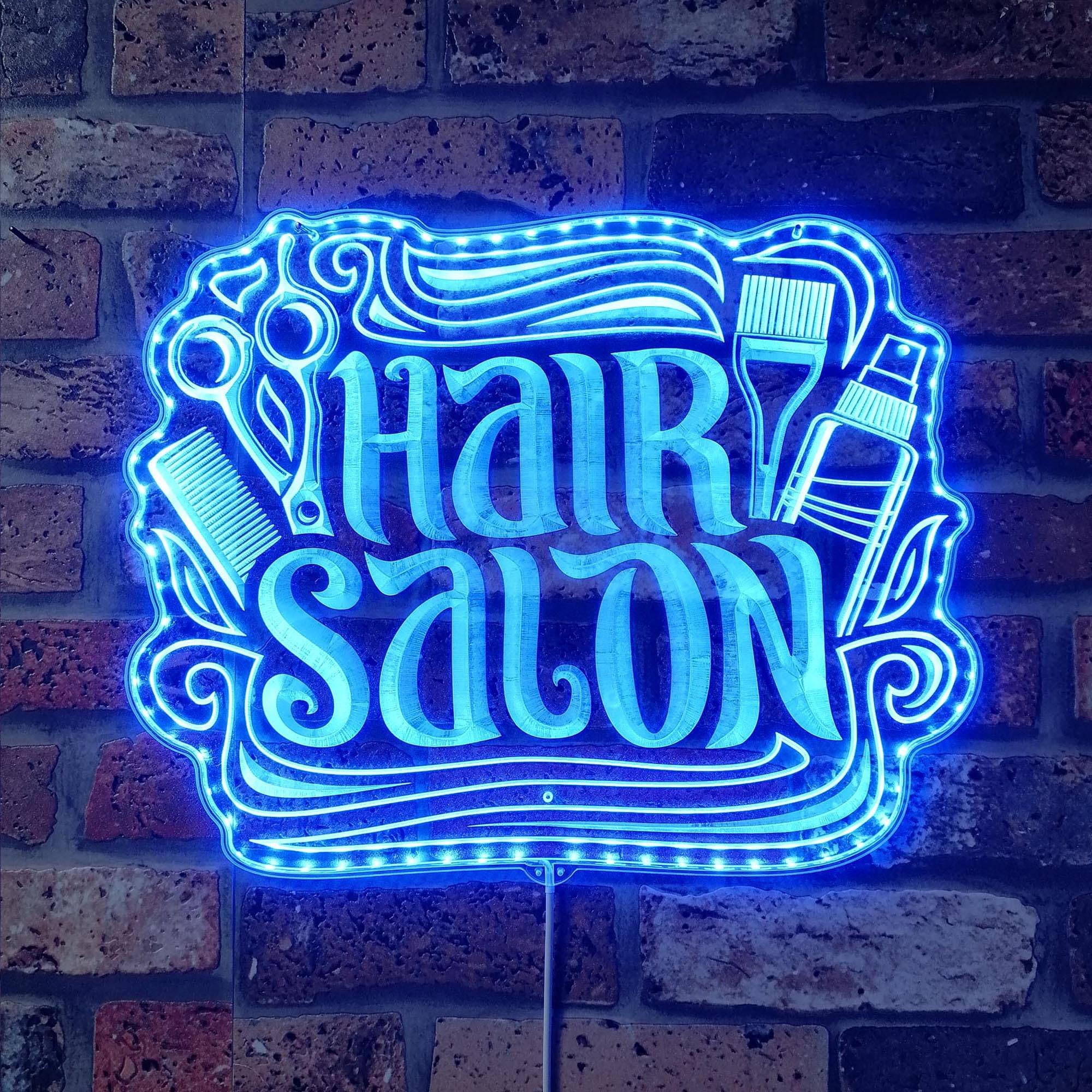 ADVPRO Hair Salon Accessories Tools RGB Dynamic Glam LED Sign - Cut-to-Edge Shape - Smart 3D Wall Decoration - Multicolor Dynamic Lighting st06s66-fnd-i0099-c
