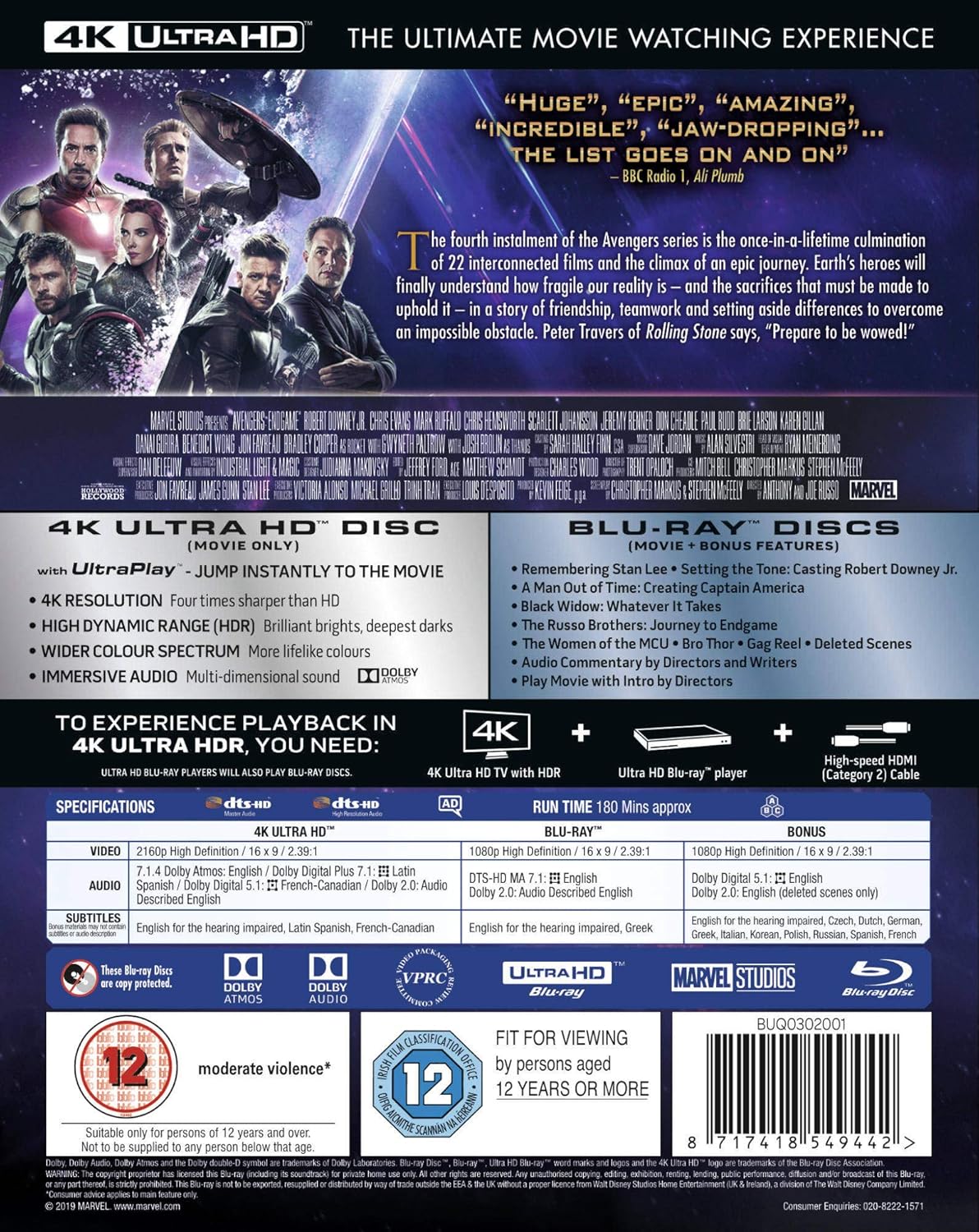 Avengers Endgame [Blu-ray 4K UHD] [2019] [Region Nigeria Ubuy