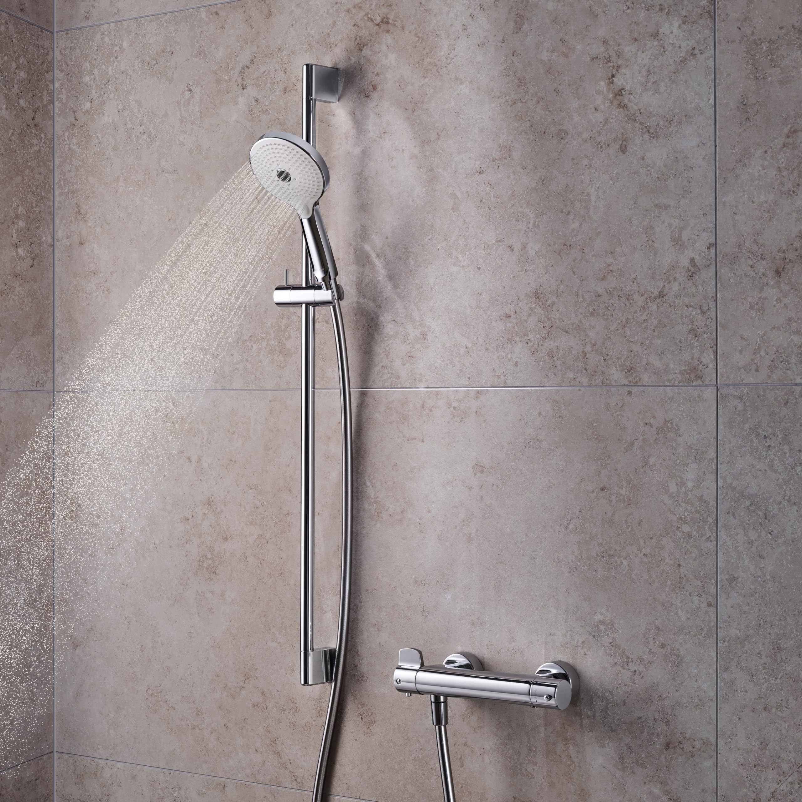 Duravit Universal Duschstange, Brausestange mit höhenverstellbarer Handbrausehalterung, variable Duschstange (700 mm), Chrom