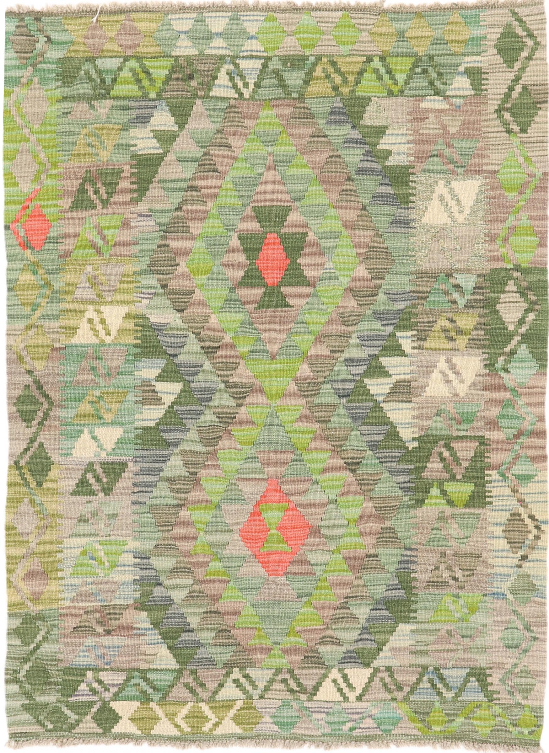 Tapis Kilim afghan authentique en laine 105x143 cm tissé main d'Orient