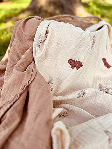 Miniatura 5 de Leyl&Ari Manta de muselina  Envoltura de recepción 100% algodón orgánico (juego de mariposas bohemias)