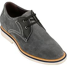 CALTO Mens Invisible Height Increasing Elevator Shoes - Grey/Black Nubuck Leather Lace-up Casual Oxfords - 2.8 Inches Taller - Y42023 - Size 11 DM US