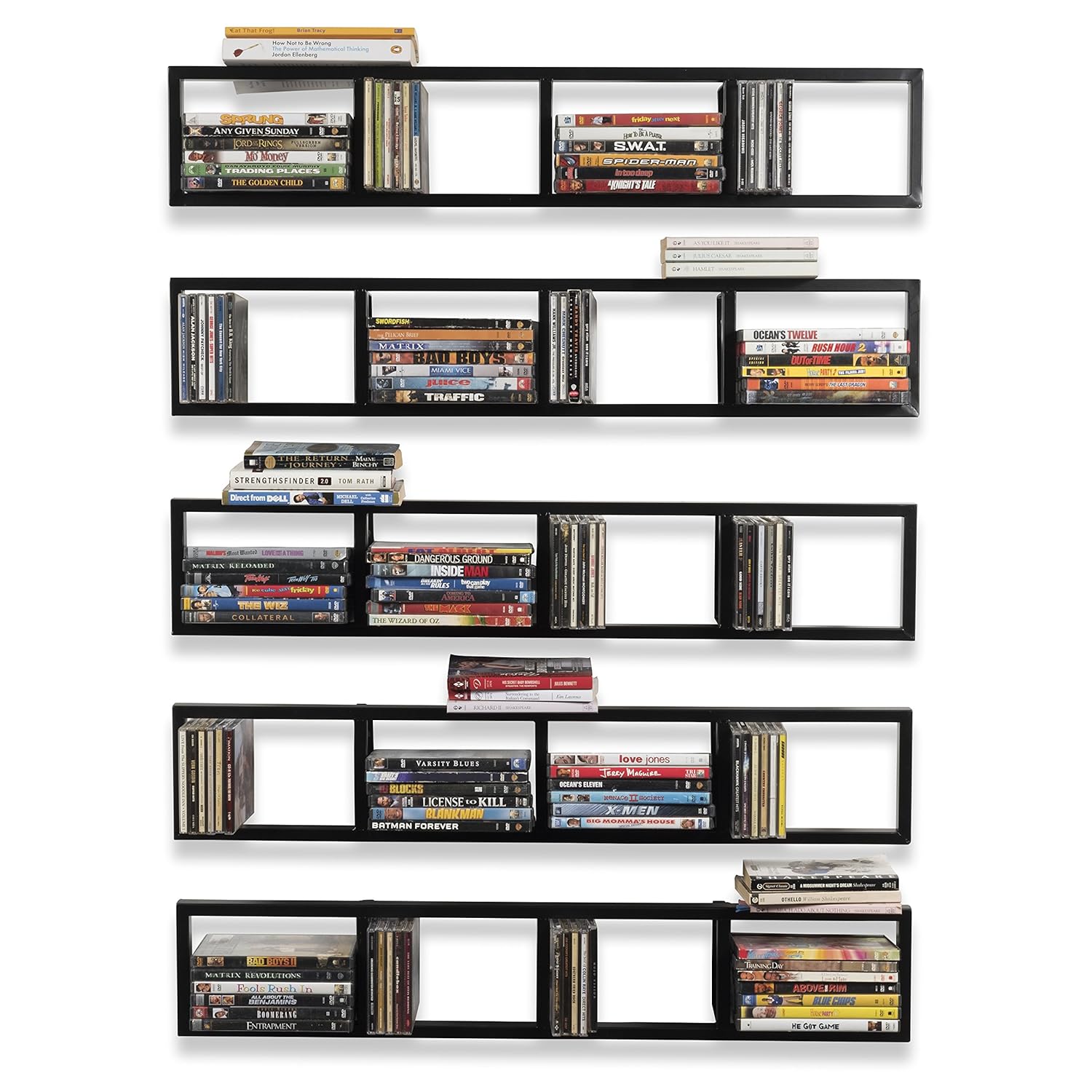Wall Mount 34 Inch Media Storage Rack CD DVD Organizer Metal Floating