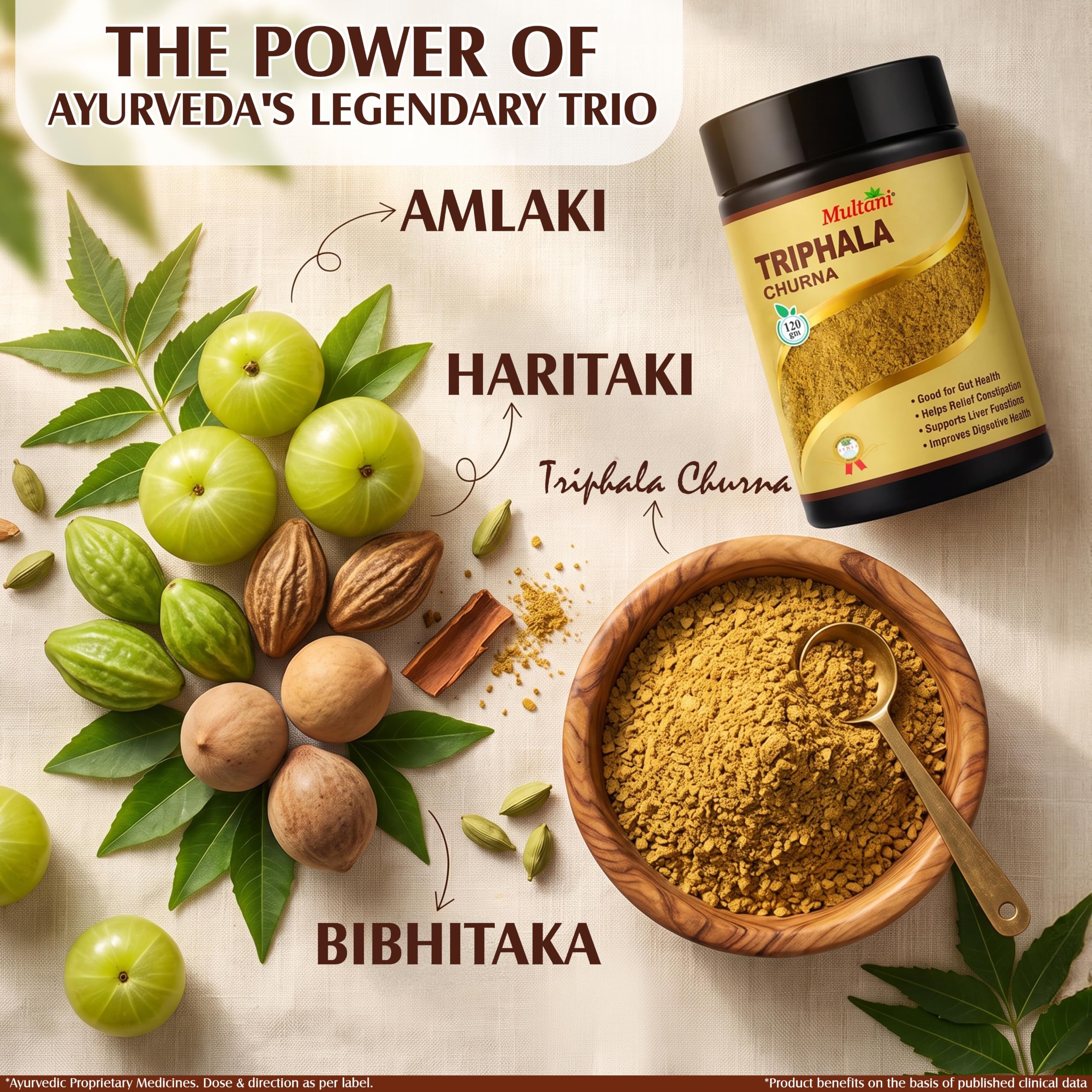 Multani Triphala Churna (120gm) | Ayurvedic Digestive & Constipation Relief Powder | Natural Blood Purifier — Amazon image 3