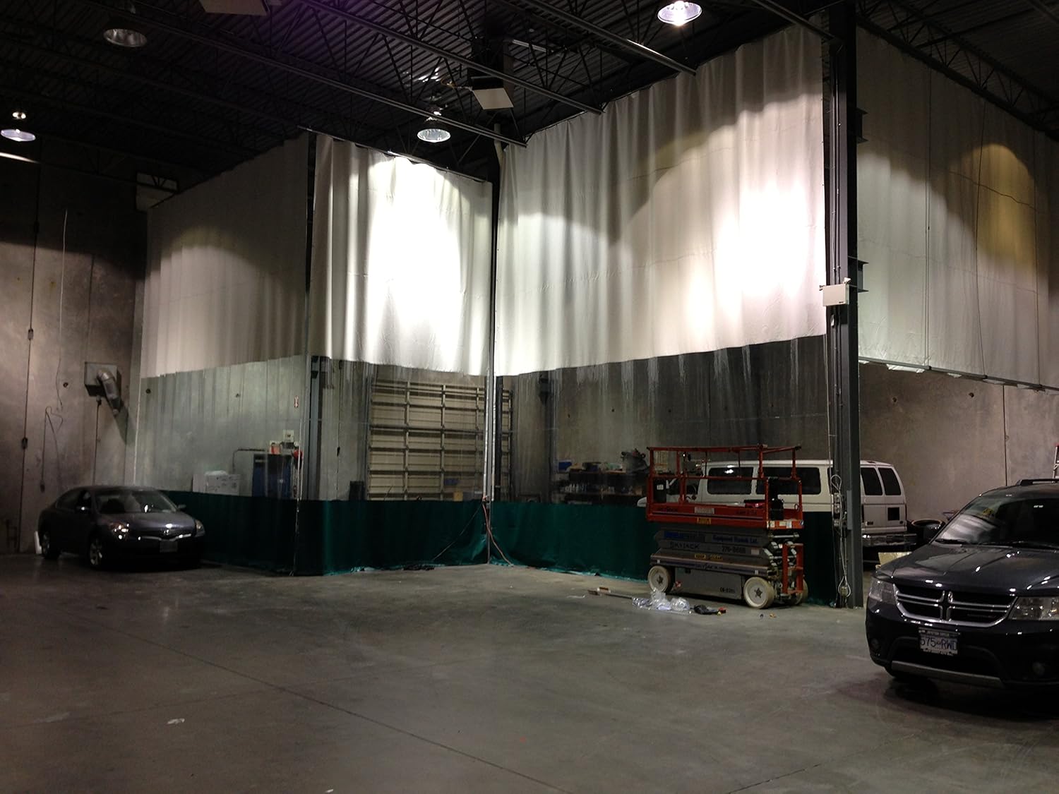 Paint Booth Vinyl Curtain 3 Colors Top White Middle Clear and Bottom