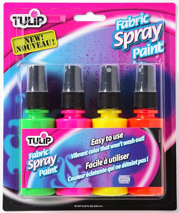 Tulip 26702 Fabric Spray Paint, Multi Neon, 4Pack