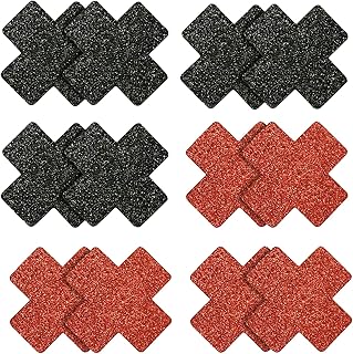 EQLEF 6 Paare Glitzer Nippelabdeckung Kreuzform, Cross Form Glitter Petal Pasties Selbstklebende unsichtbare dünne Brustwa...