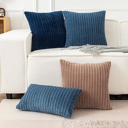 Miniatura 31 de UGASA - Juego de 2 fundas de almohada de terciopelo a rayas, funda decorativa para cojín con cremallera oculta para el hogar, sofá, dormitorio,